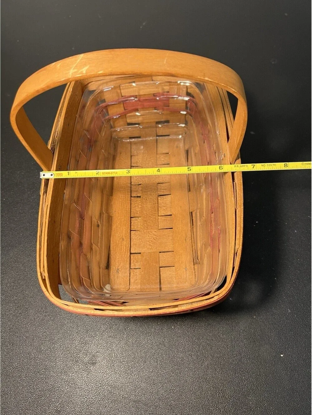 Longaberger 1990 Christmas Gingerbread Basket Signed Plastic Liner, 10x6.5”